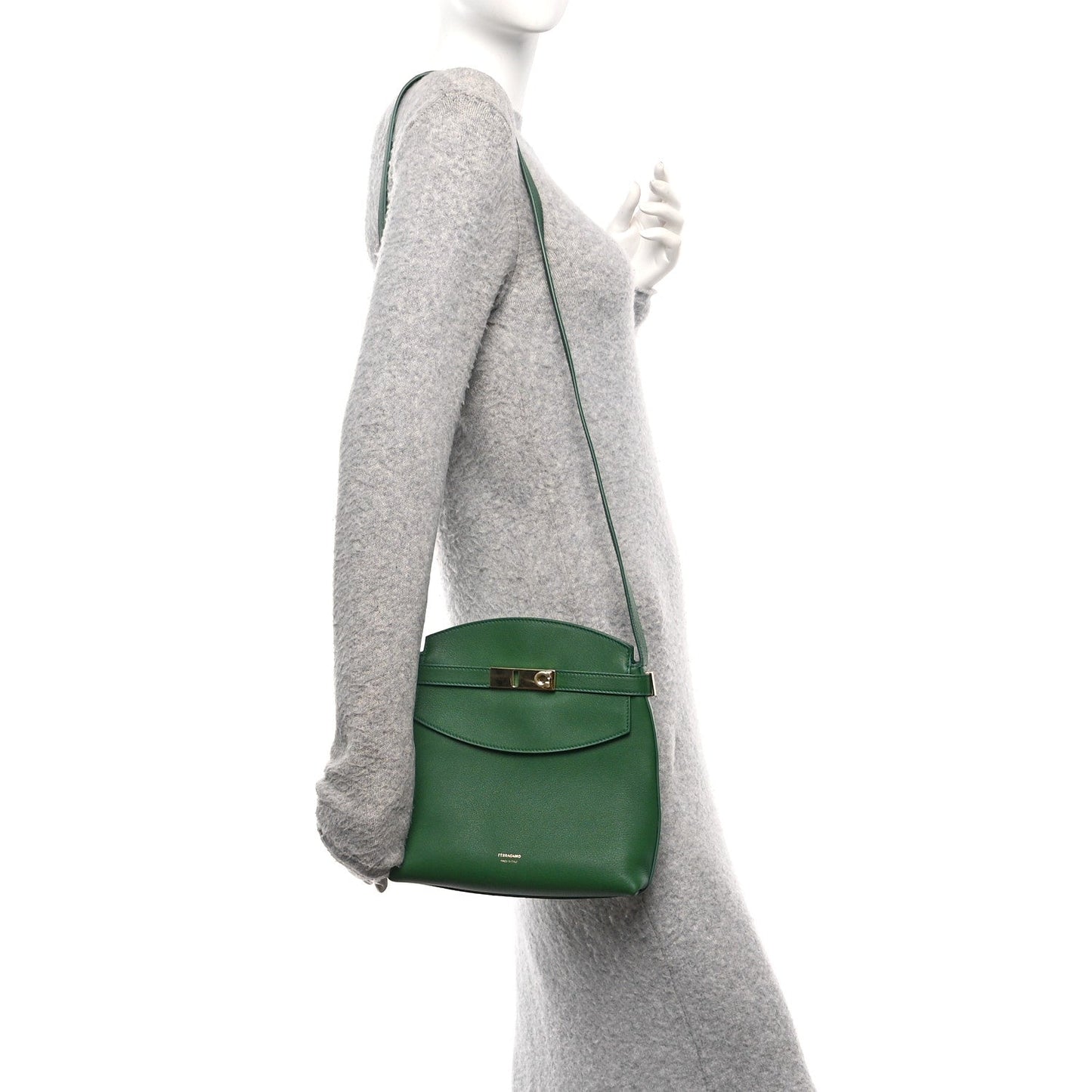 Calfskin Small Hug Messenger Bag Forest Green