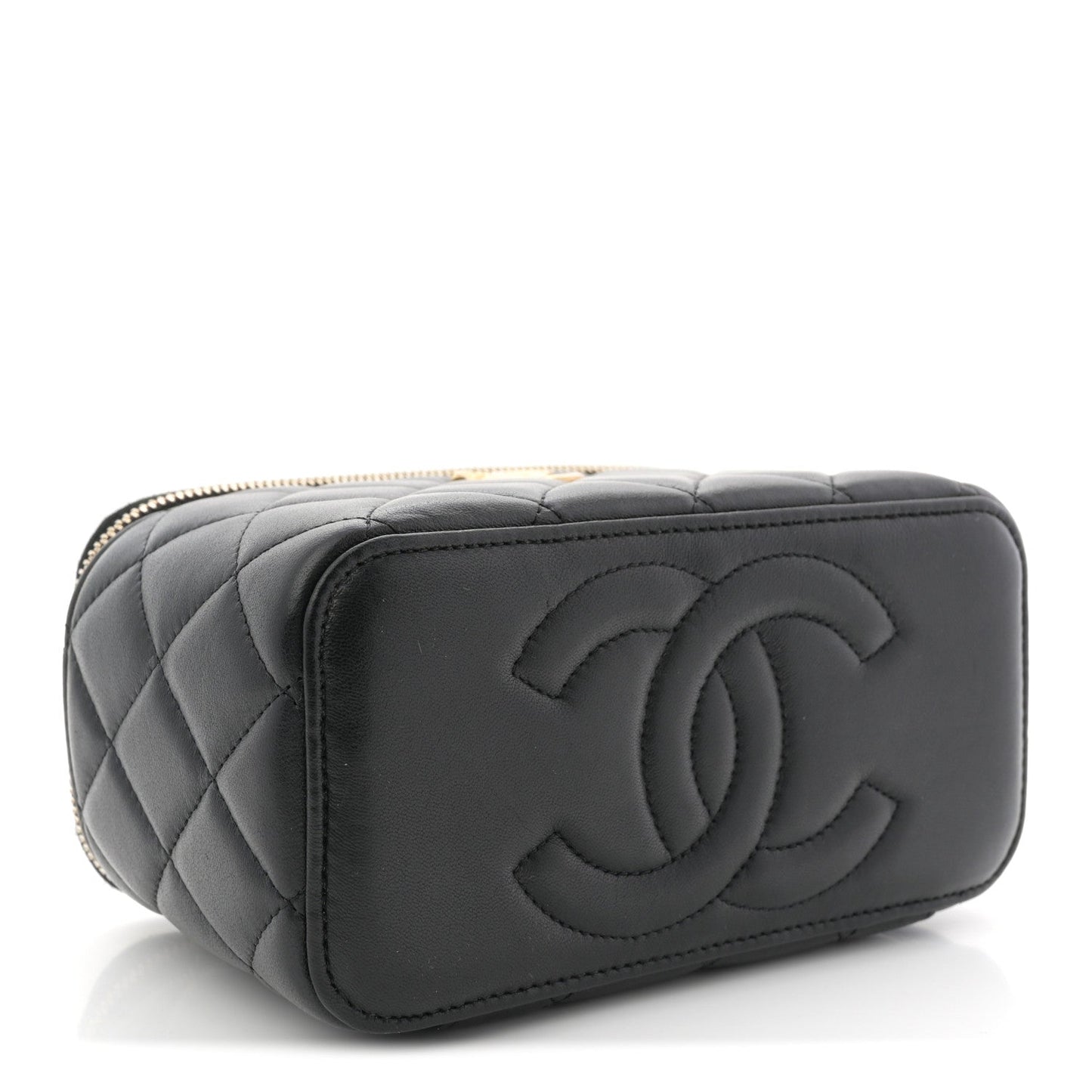 Lambskin Quilted Pick Me Up Vanity Case Black