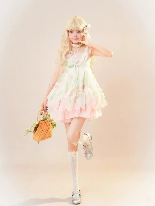 Pink suspender puffy cute mini skirt homecoming dress R5332