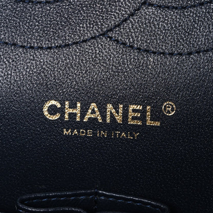 Lambskin Quilted Jumbo Double Flap Navy
