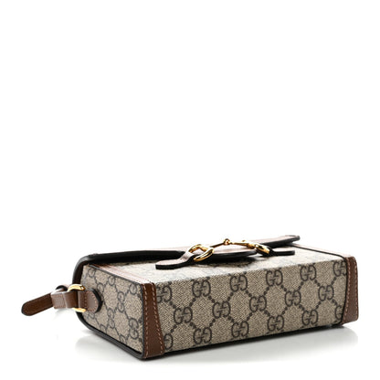 GG Supreme Monogram Mini Horsebit 1955 Shoulder Bag Beige Brown Sugar