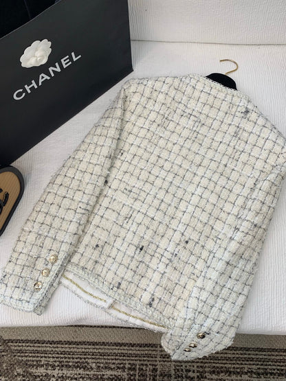 CC  Tweed Plaid White Jacket
