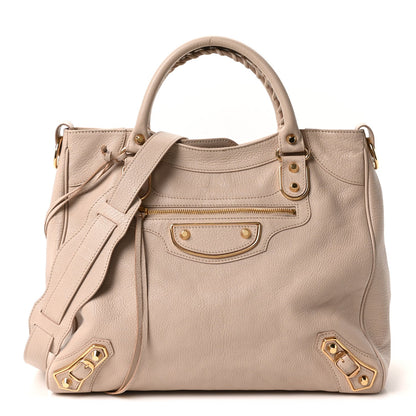 Chevre Gold Metallic Edge Hardware Velo Beige Praline