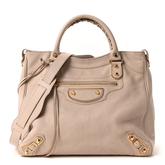 Chevre Gold Metallic Edge Hardware Velo Beige Praline