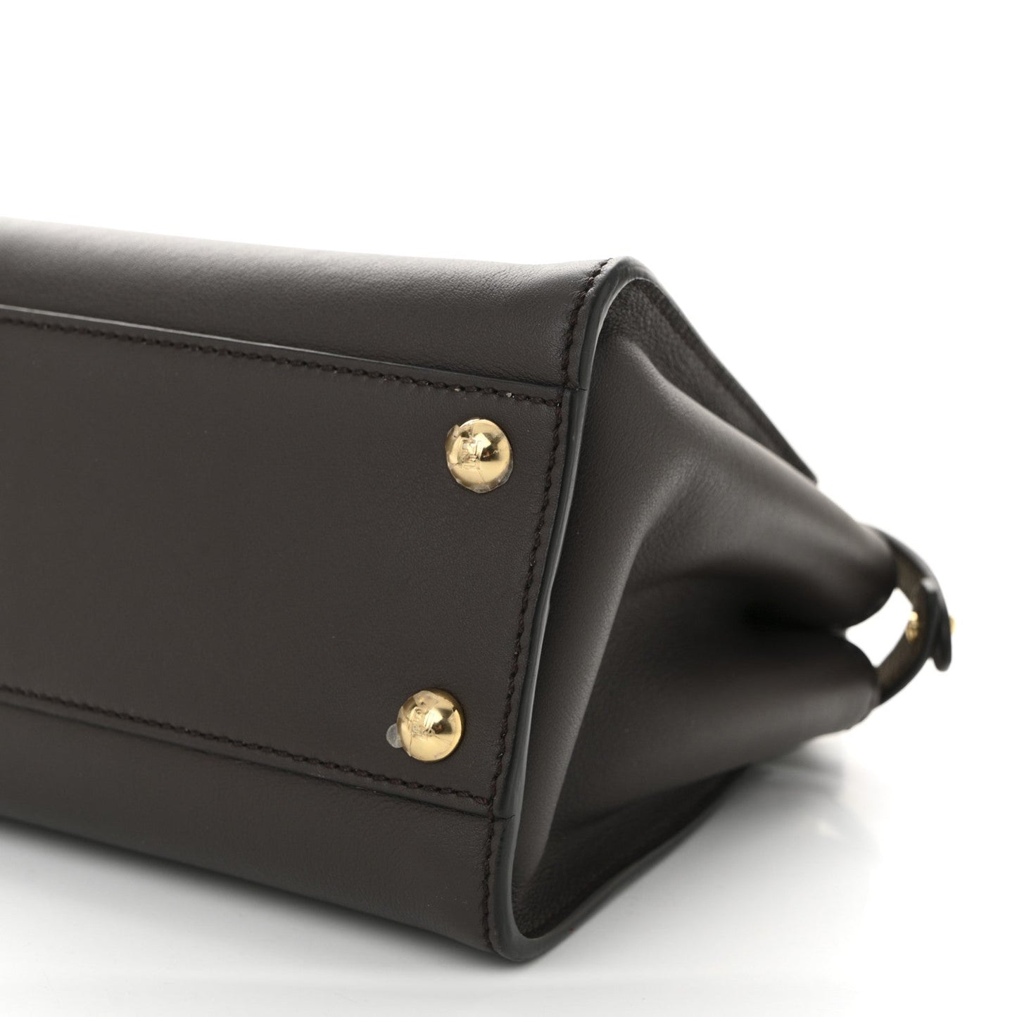 Vitello Seta Suede FF Mini Peekaboo Iconic Satchel Chocolate Sigaro Marrone