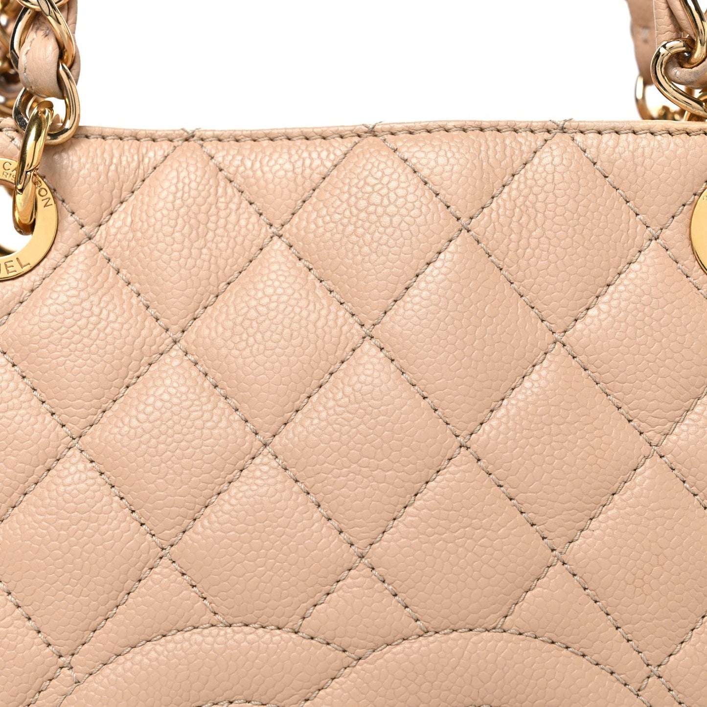 Caviar Quilted Petit Shopping Tote PST Beige Clair