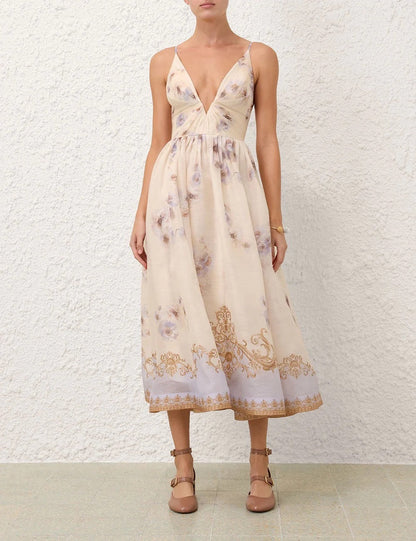 HERMES 25S V-NECK MIDI DRESS 110735