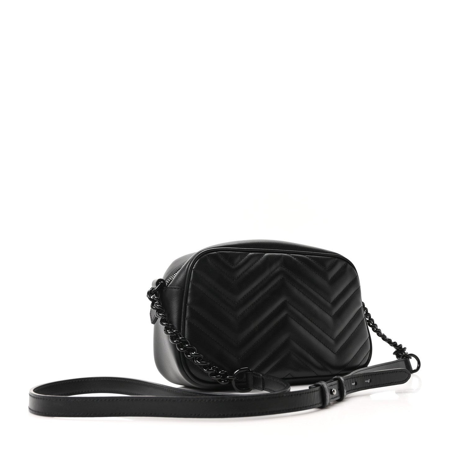 Calfskin Matelasse Monochrome Small GG Marmont Chain Shoulder Bag Black