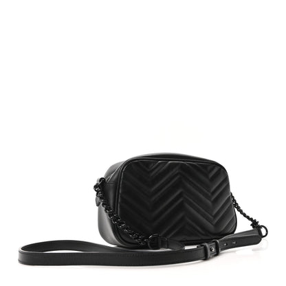 Calfskin Matelasse Monochrome Small GG Marmont Chain Shoulder Bag Black