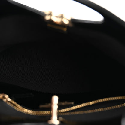 Shiny Crumpled Calfskin Quilted Mini 31 Shopping Bag Black