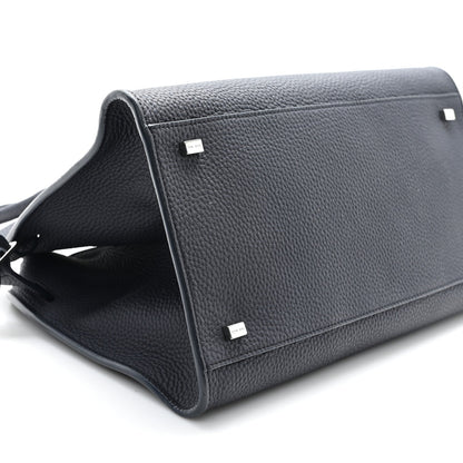 Matte Grained Calfskin Soft Margaux 12 Marine
