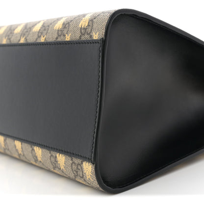 GG Supreme Monogram Bees Medium Padlock Tote Beige Oro Black