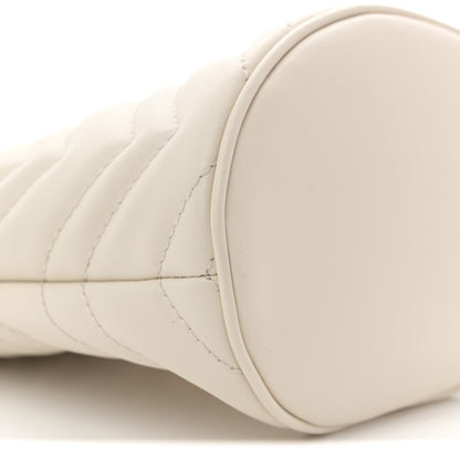 Calfskin Matelasse Mini GG Marmont 2.0 Bucket Bag White
