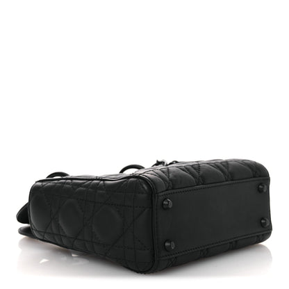 Ultra Matte Calfskin Cannage Mini Lady Dior Black