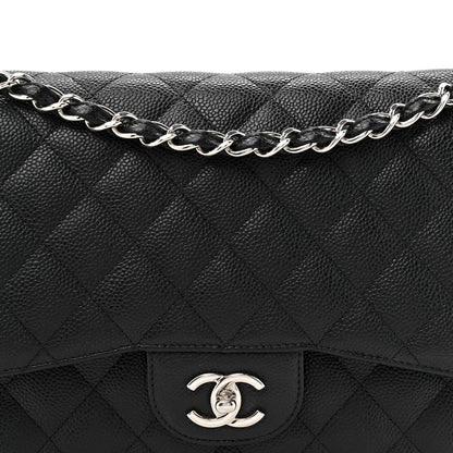 Caviar Quilted Jumbo Double Flap Black