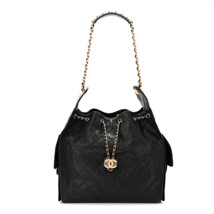 Caviar Quilted Medium Chanel 25 Handbag Black