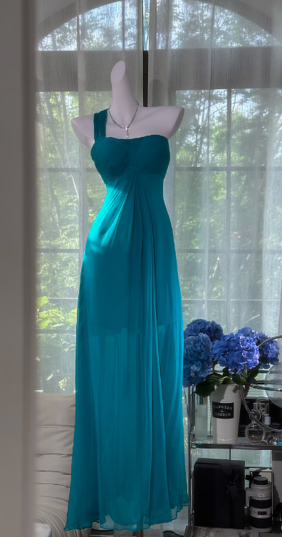 One Shoulder Chiffon Long Prom Dress Simple Special Occasion Dresses
