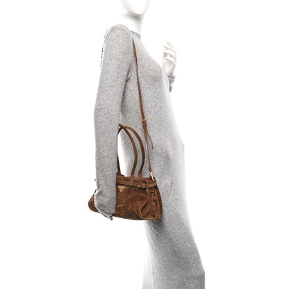 Suede Triangle Medium Bonnie Shoulder Bag Cacao