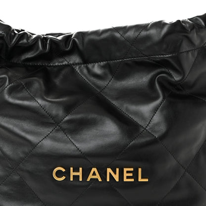 Shiny Calfskin Quilted Small Chanel 22 Black