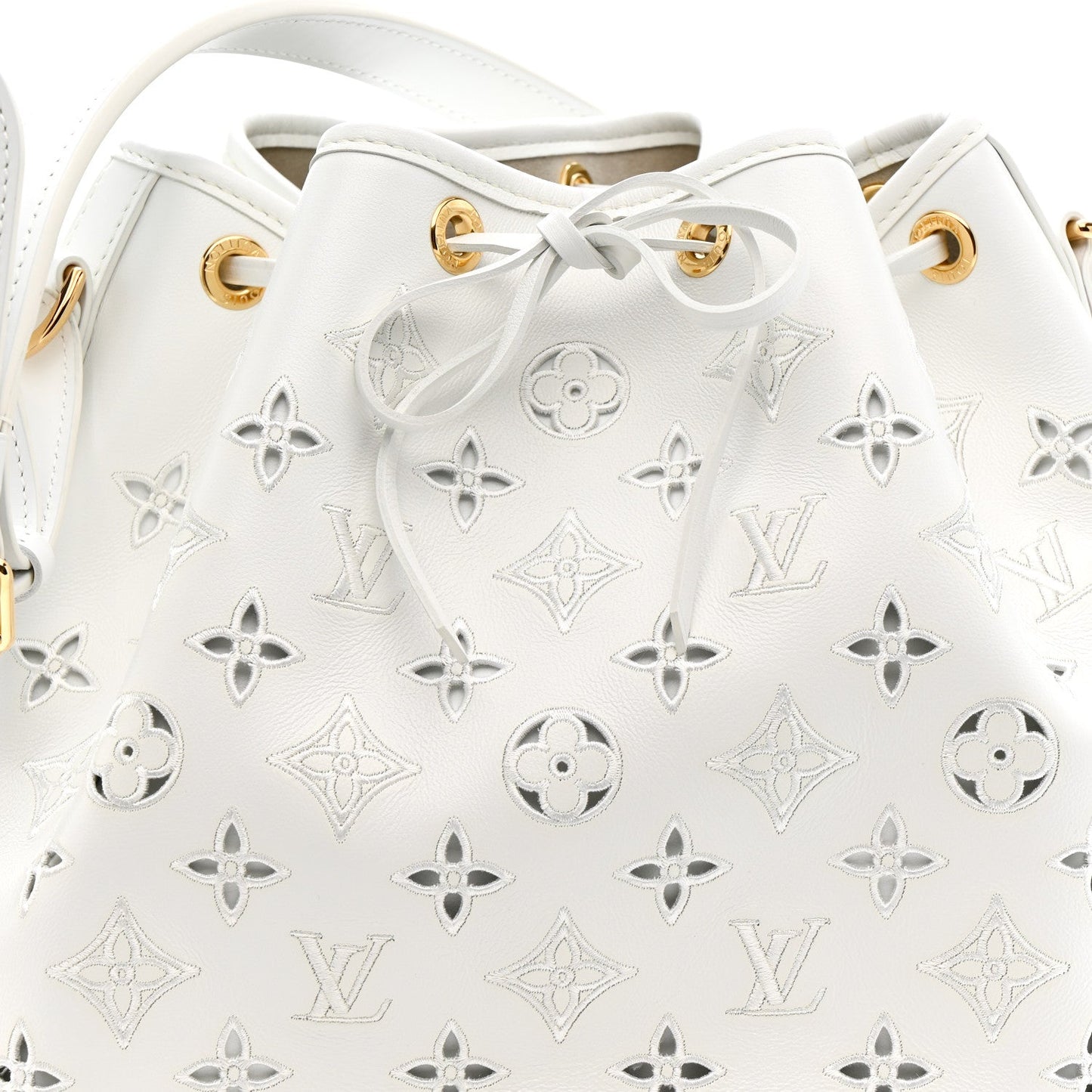 Calfskin Monogram Cutout Petit Noe White