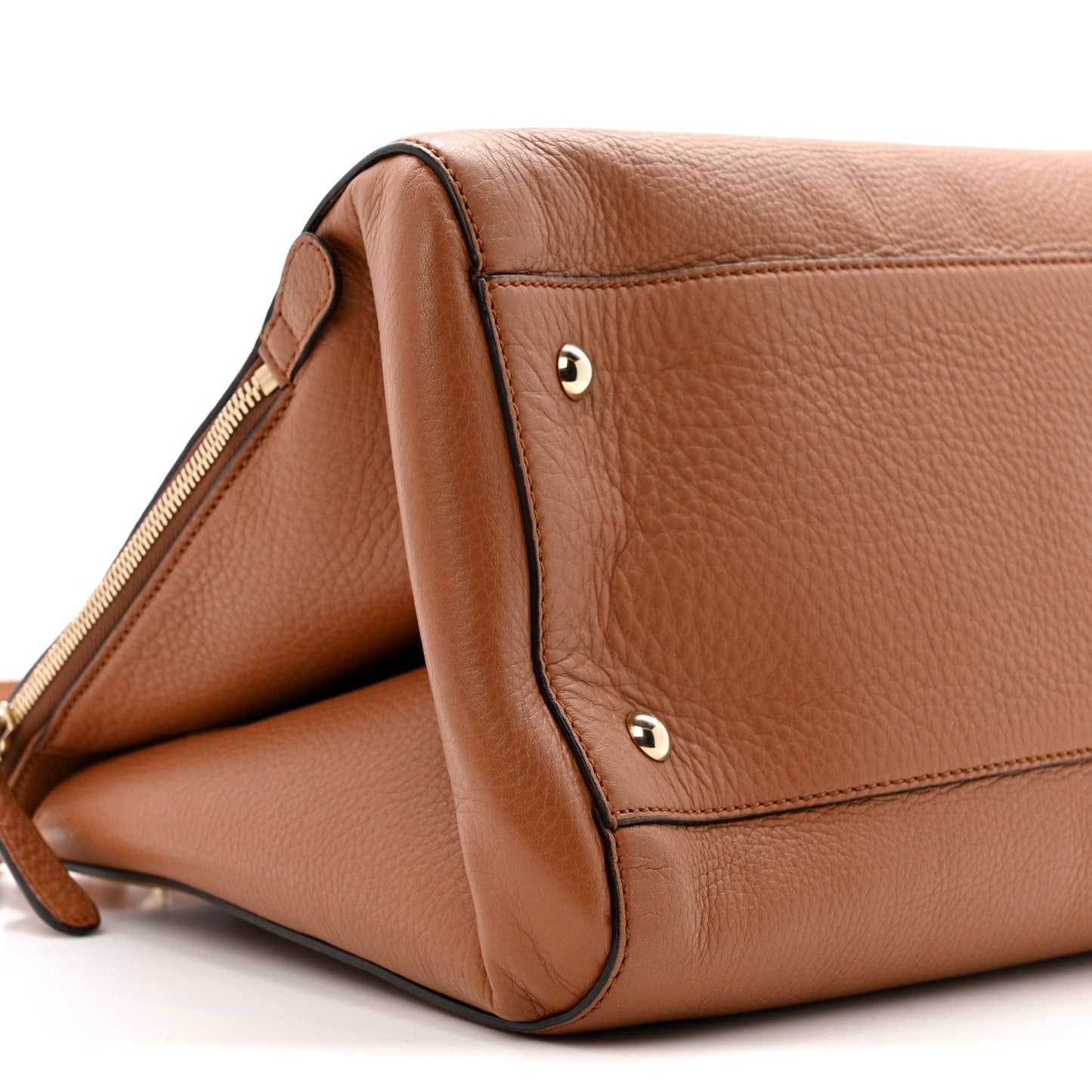Calfskin Large Label Tote Brown