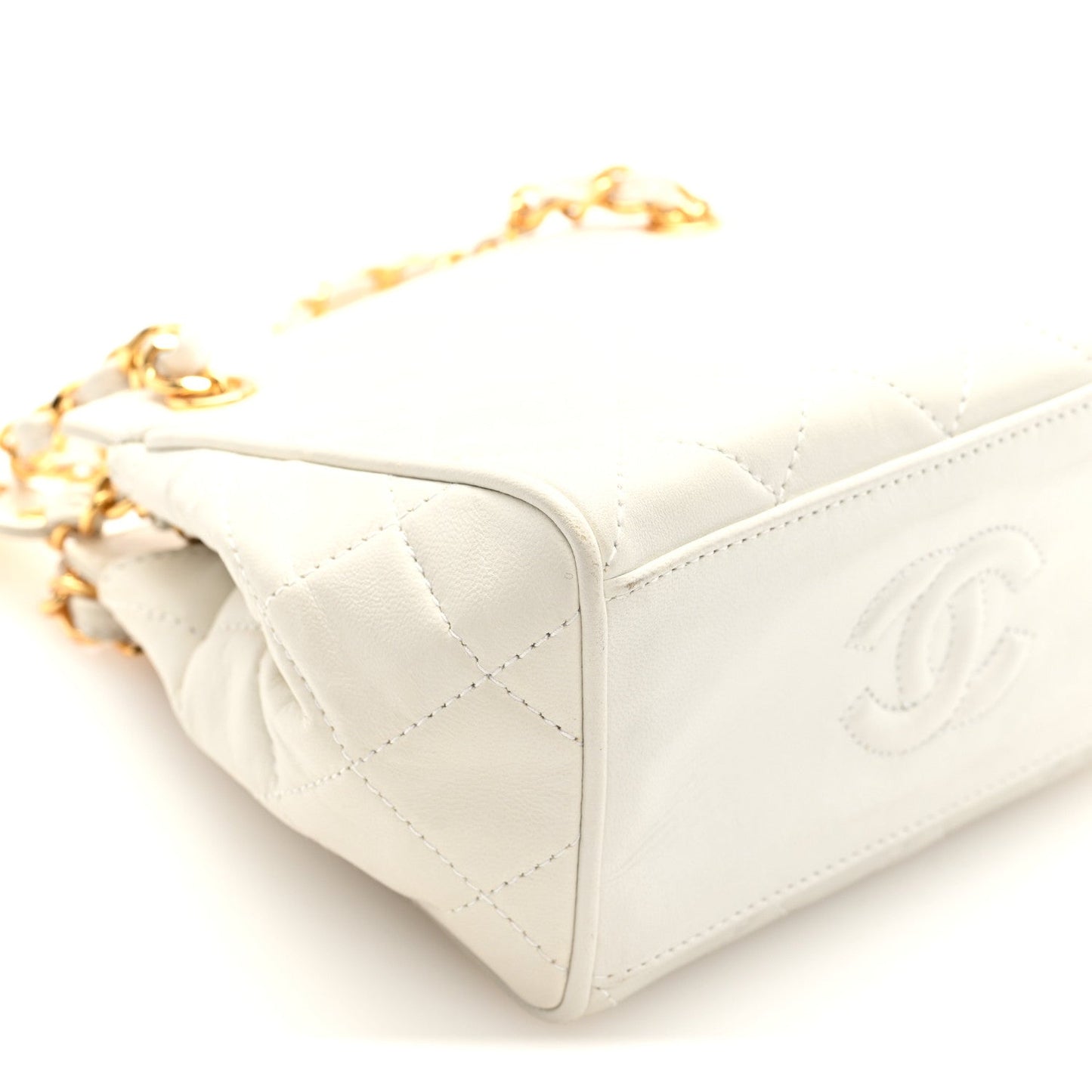 Lambskin Quilted Shoulder Bag White
