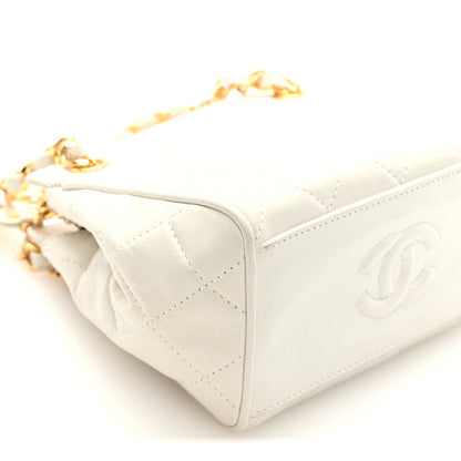 Lambskin Quilted Shoulder Bag White