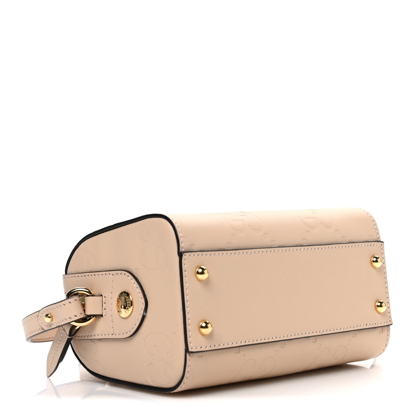 Gilbert Calfskin Jumbo GG Embossed Super Mini Top Handle Bowler Bag Beige