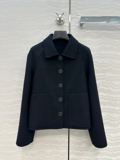 HM Coat Black Wool and Cashmere 304566