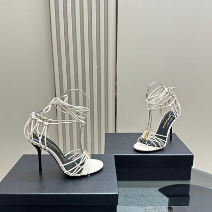 SL BABYLONE SANDALS 105 WHITE LAMBSKIN