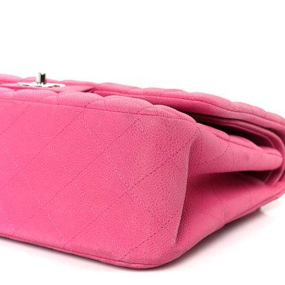 Iridescent Caviar Quilted Jumbo Double Flap Pink
