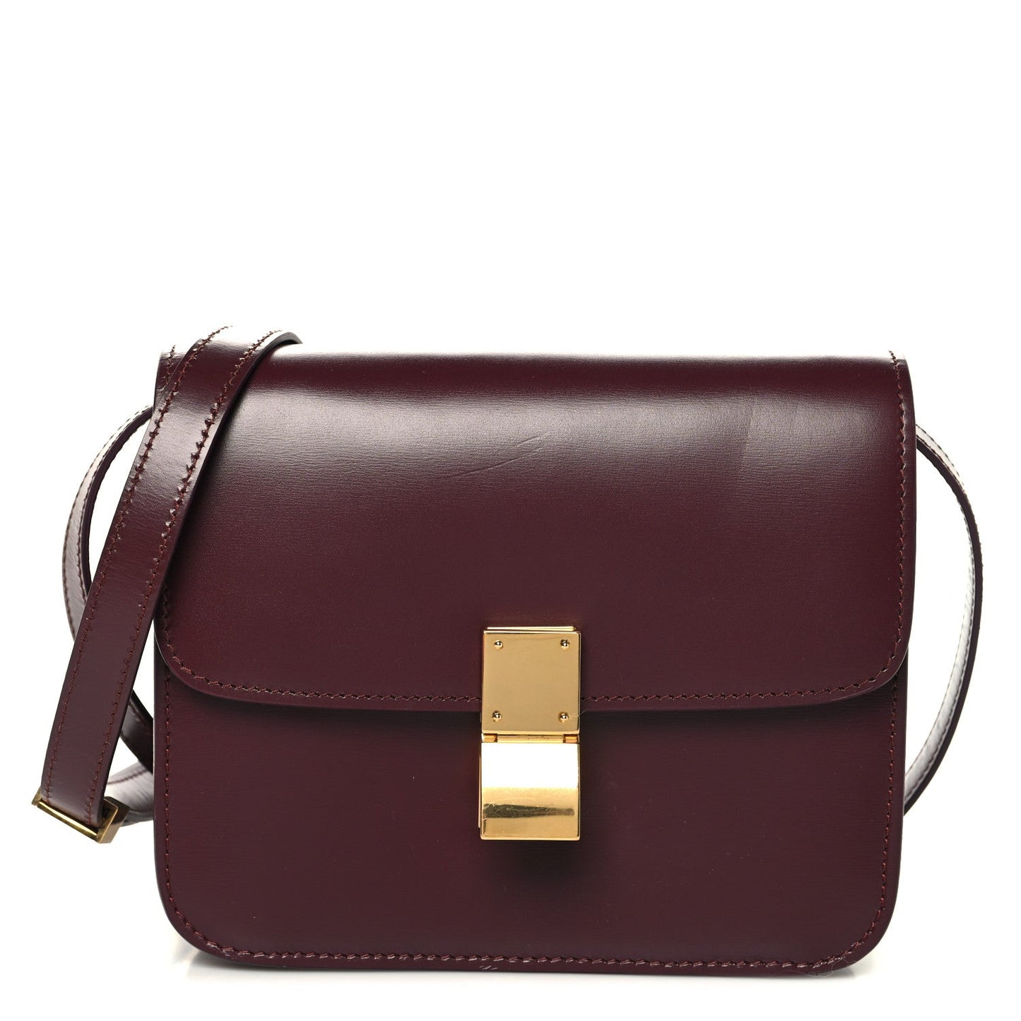 Box Calfskin Small Classic Box Flap Bag Burgundy