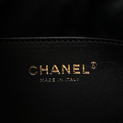 Washed Denim Quilted Mini Chanel 25 Handbag Black