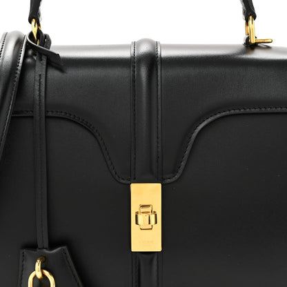 Satinated Calfskin Small 16 Top Handle Bag Black