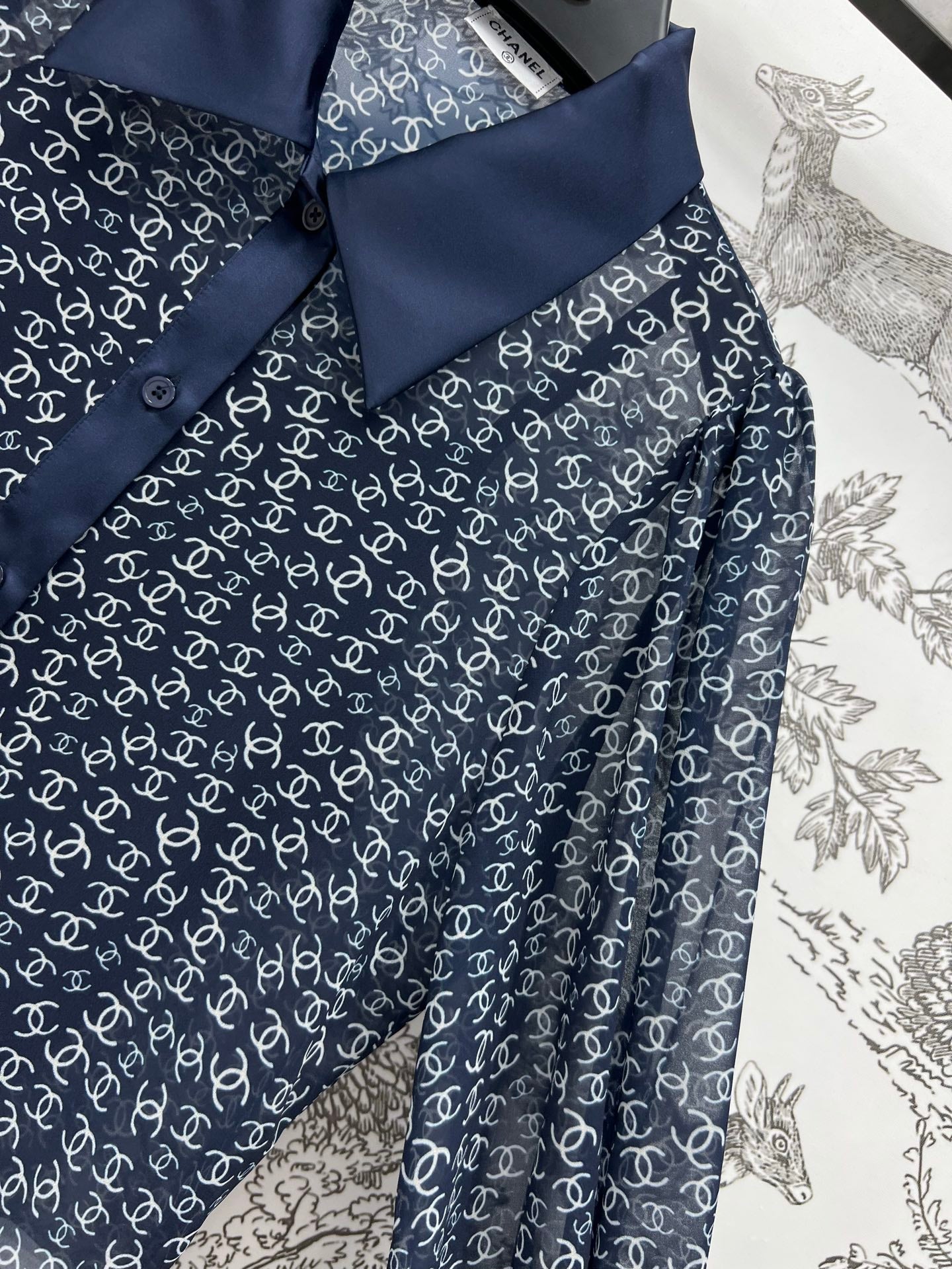 CC 25 Full-printed Logo Two-piece Shirt Dark Blue Polyester Fiber