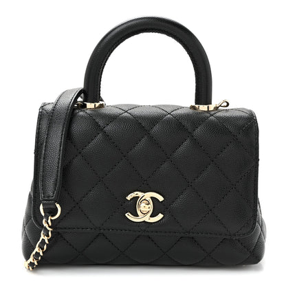 Caviar Quilted Extra Mini Coco Handle Flap Black