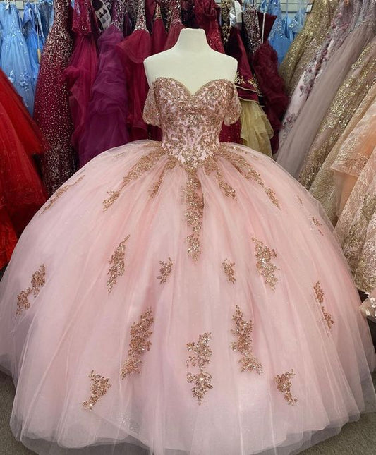 Pink Ball Gown Long Prom Gown Elegant Evening dress