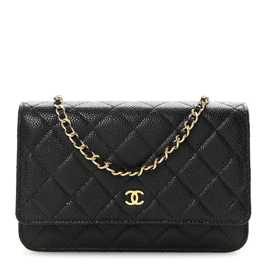 Caviar Quilted Wallet On Chain WOC Black