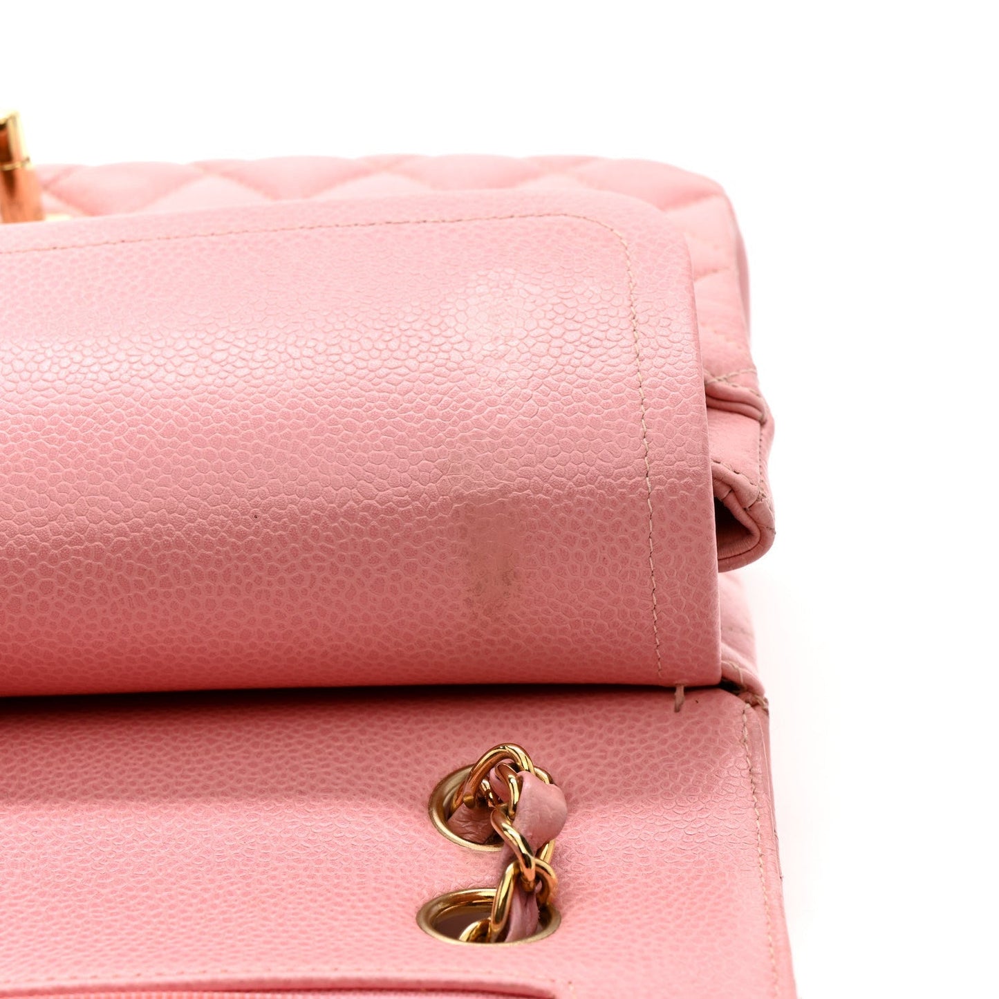 Caviar Quilted Medium Double Flap Pink