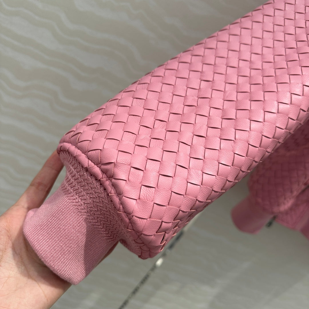 BV Double-Zip Baseball Jacket in Pink Lambskin