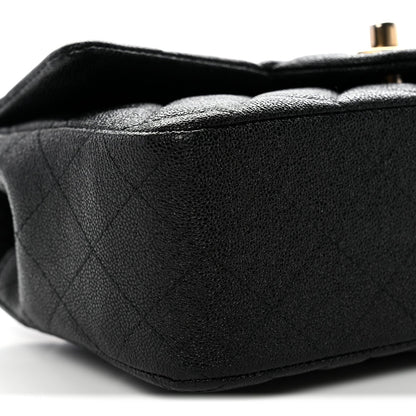 Caviar Quilted Mini Top Handle Rectangular Flap Black