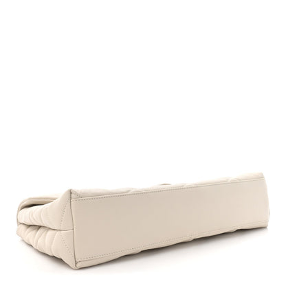 Lambskin Quilted Sade Puffer Envelope Clutch Crema Soft