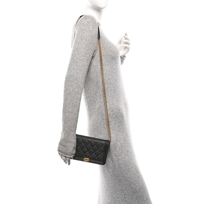 Caviar Quilted Boy Wallet On Chain WOC Black
