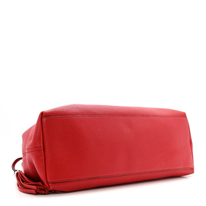 Pebbled Calfskin Medium Soho Chain Shoulder Bag Tabasco Red