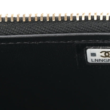 Caviar Quilted Enamel Coco Casino Mini Vanity Case With Chain Black