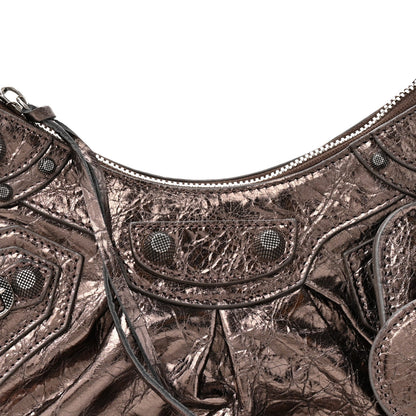 Metallic Agneau Arena Le Cagole Shoulder Bag XS  Dark Bronze