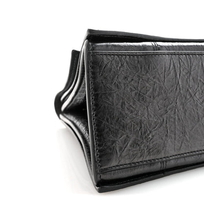 Metallic Crushed Calfskin Medium Crush Chain Bag Steel Grey