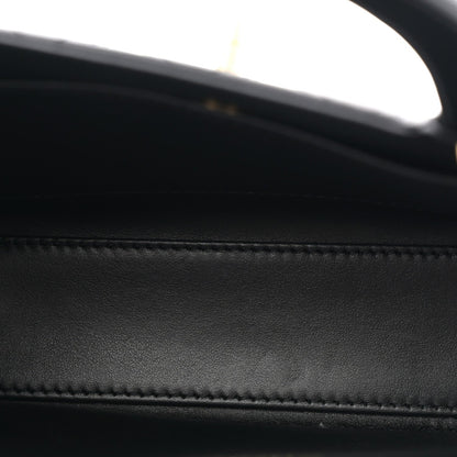 Shiny Aged Calfskin Quilted Nano Kelly Shopper Black