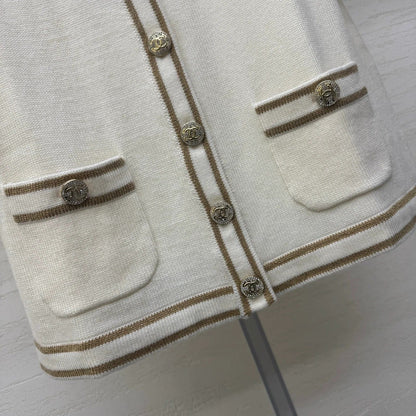 Chanel 2026 Crew Neck Cardigan Cream Wool Cashmere 356956