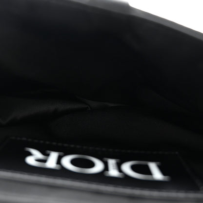 X SACAI Grained Calfskin Technical Fabric Mens Saddle Bag Black